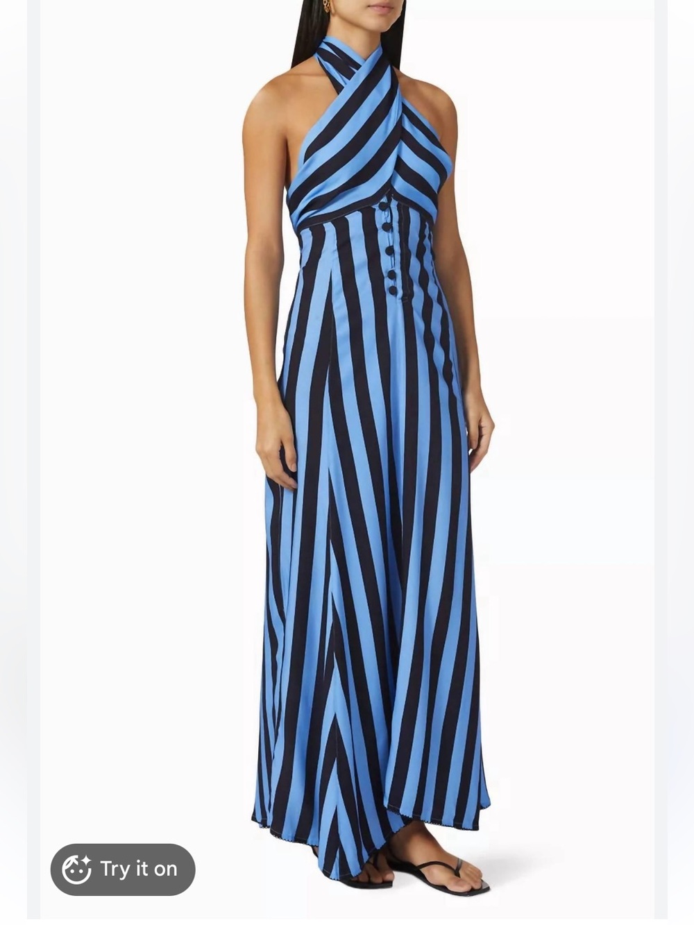 AGUA BENDITA beck menfis sarong dress in blue/black